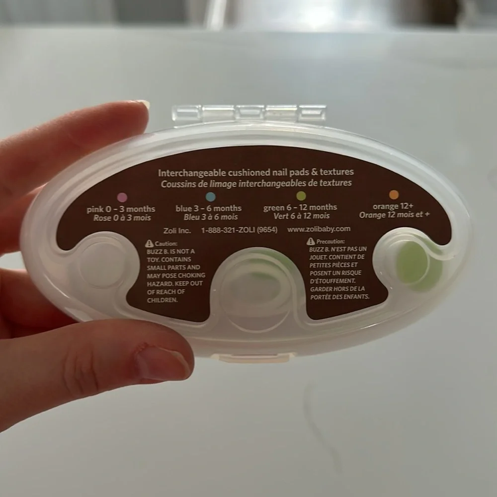 NWOT Buzz B baby electric nail trimmer file white rainbow